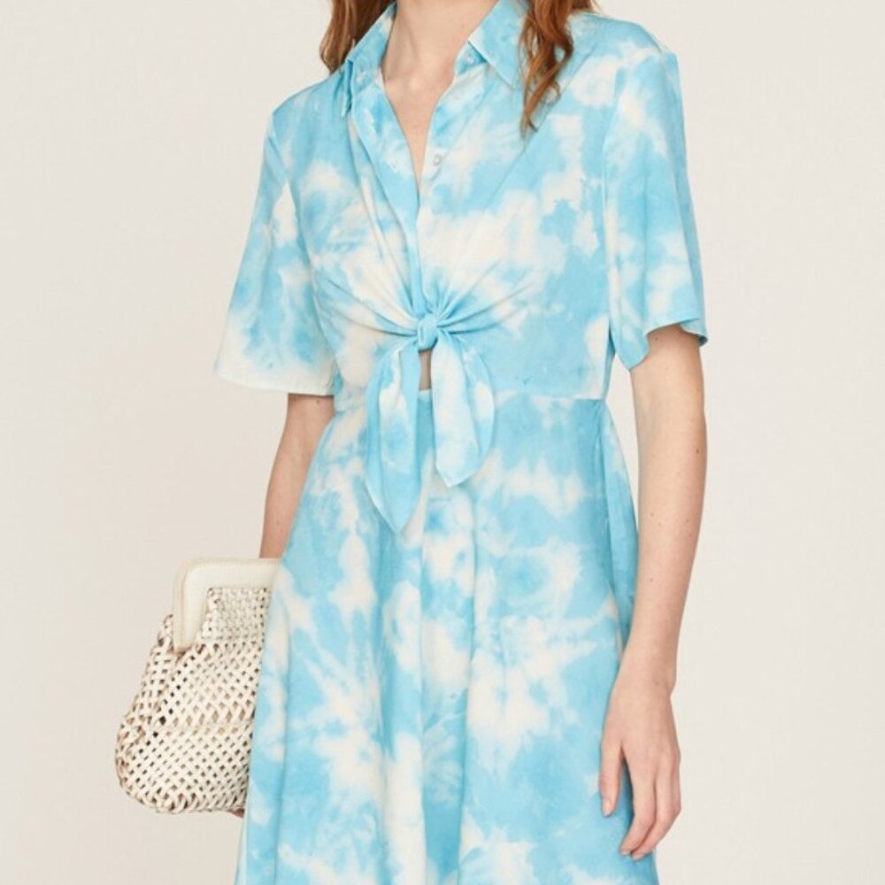 Blue Tie Front Dress